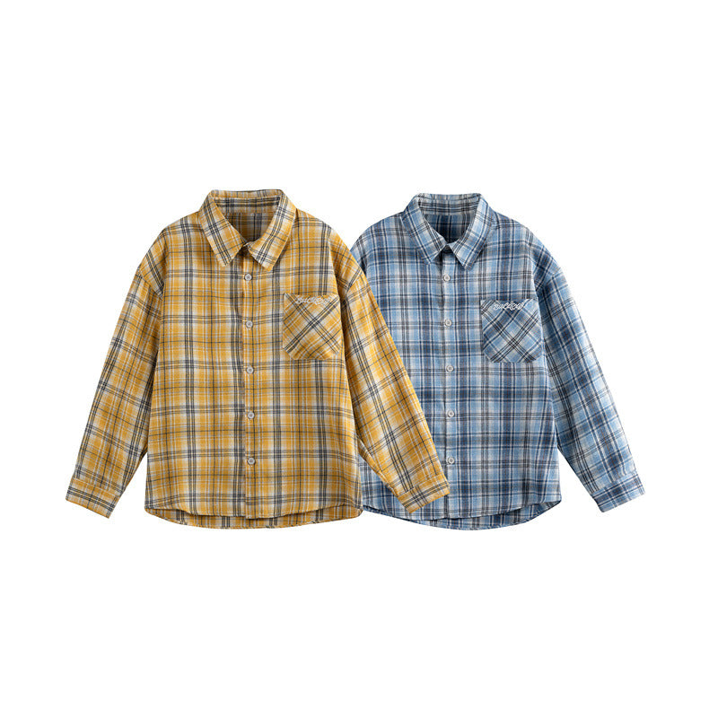 Clothing Vintage Trendy Plaid Long Sleeve Shirt Unisex Loose