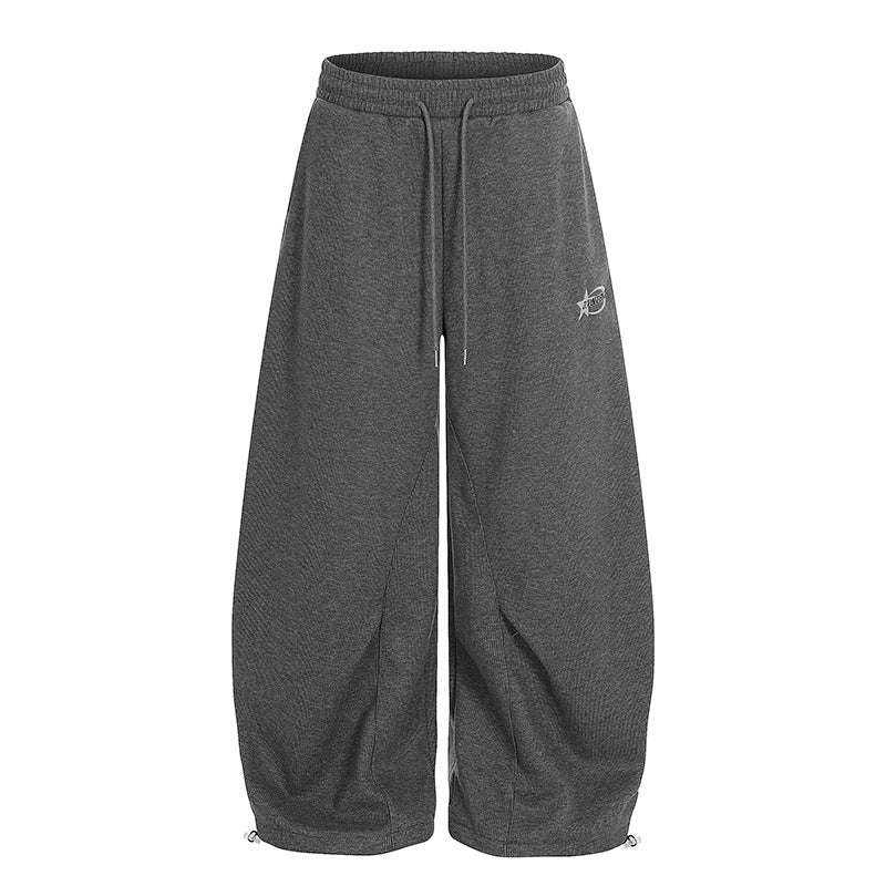 Pleated Design Wide-Leg Oversized Casual Sweatpants