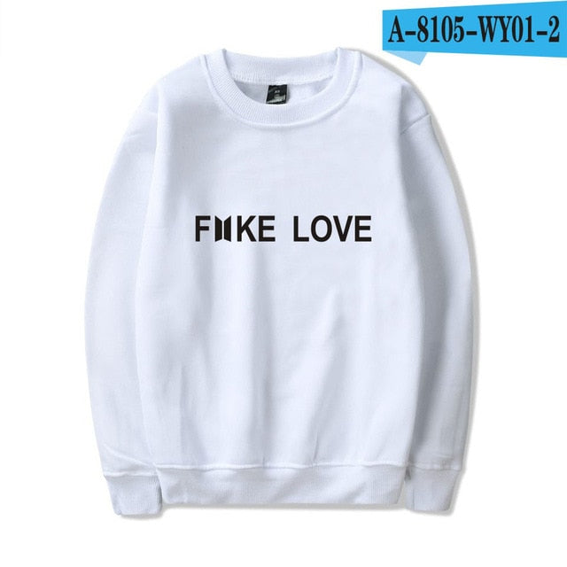 BTS Hoodies Women Kpop Fake Love Clothes Pullovers Casual Long Sleeve Sweatshirt Oversized Sweatshirt