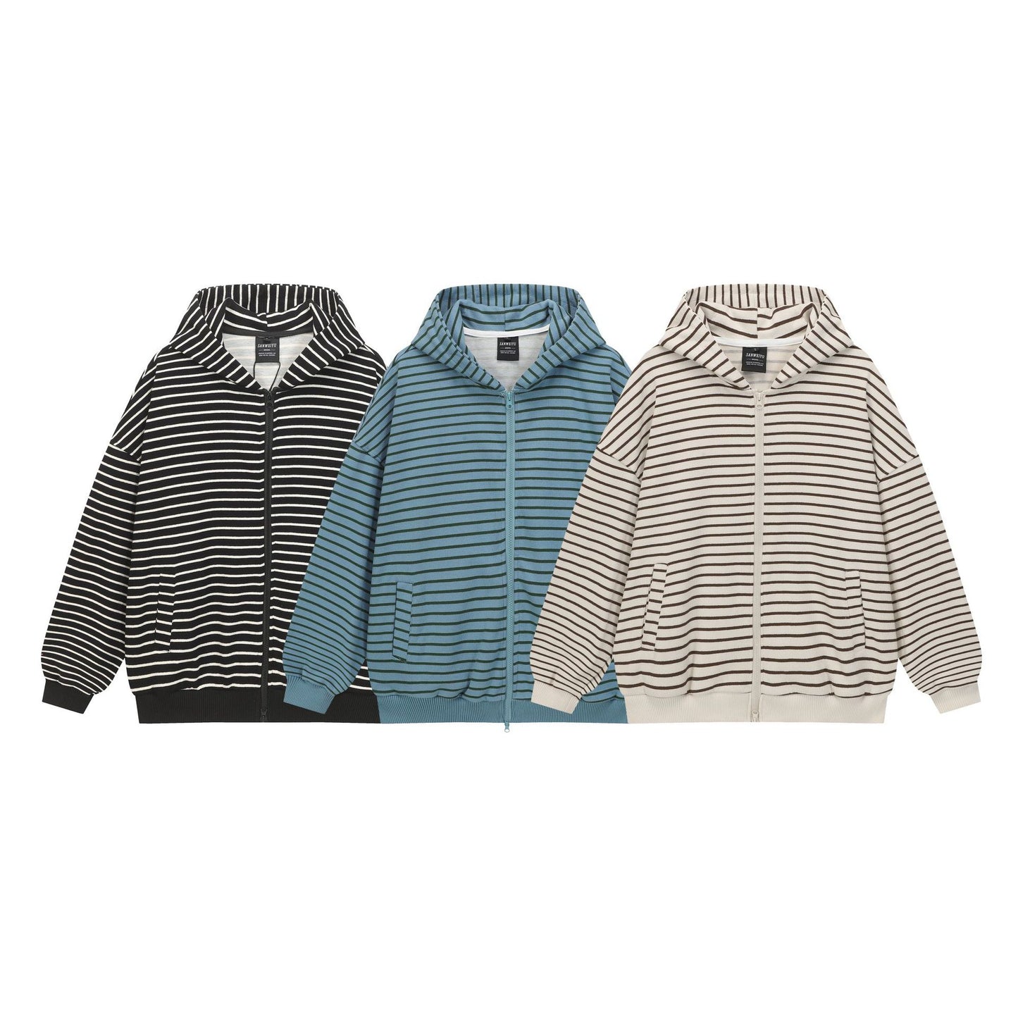 Striped Hooded Oversized Unisex Sweatshirt with Loose Fit