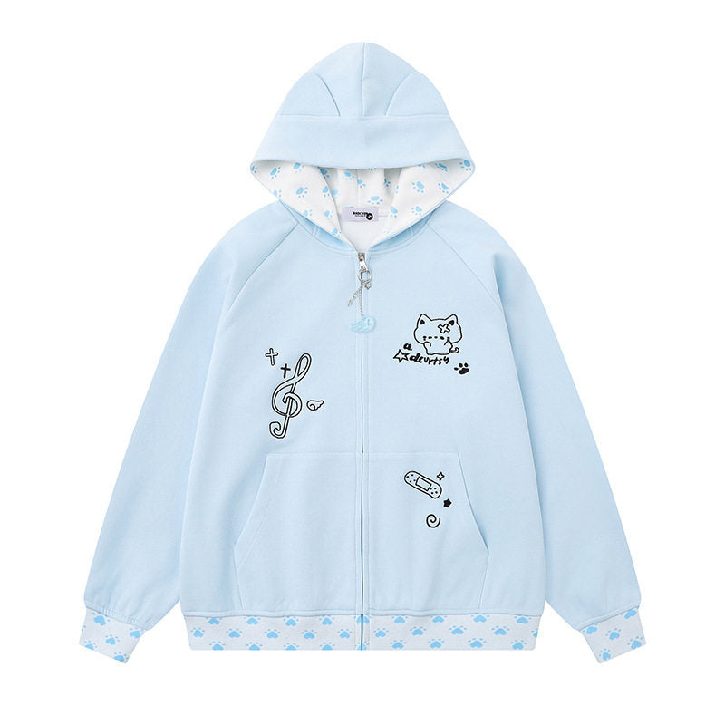 Hoodie Unisex Casual Loose Oversized Zip-Up Sweatshirt