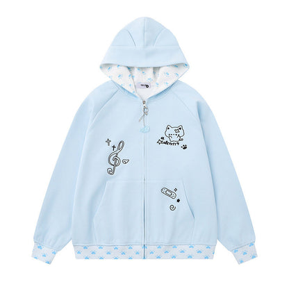 Hoodie Unisex Casual Loose Oversized Zip-Up Sweatshirt