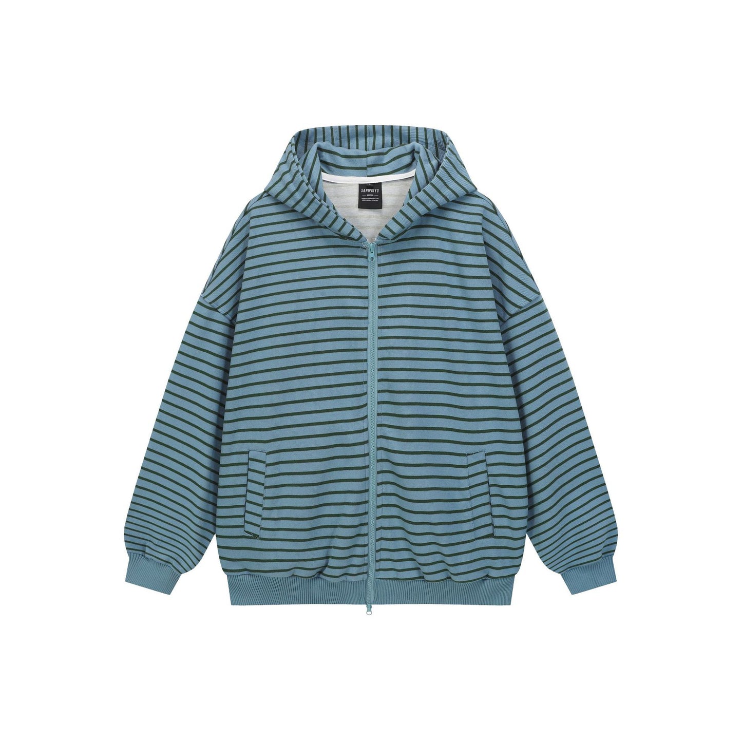 Striped Hooded Oversized Unisex Sweatshirt with Loose Fit