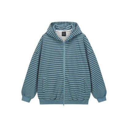 Striped Hooded Oversized Unisex Sweatshirt with Loose Fit