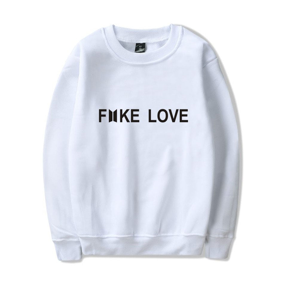 BTS Hoodies Women Kpop Fake Love Clothes Pullovers Casual Long Sleeve Sweatshirt Oversized Sweatshirt