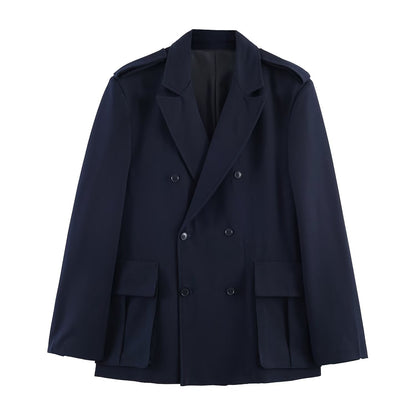 Comfortable and Versatile Oversized Pocket Loose Blazer for Women
