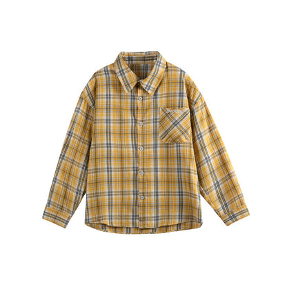 Clothing Vintage Trendy Plaid Long Sleeve Shirt Unisex Loose