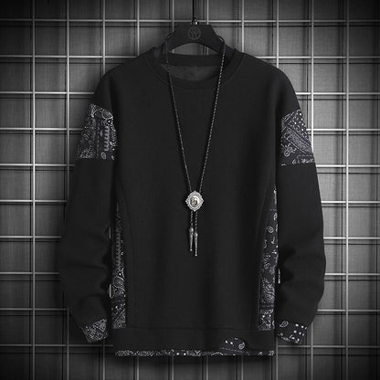 JFUNCY Autumn Harajuku Sweatshirt for Men Oversized Fake 2 Piece Hoodies Korean O-Neck Man Streetwear Male Fashion Clothes