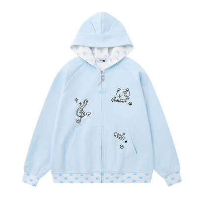 Hoodie Unisex Casual Loose Oversized Zip-Up Sweatshirt