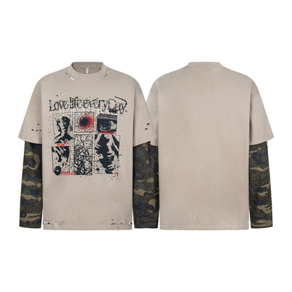 Camouflage fake two sports hoodies