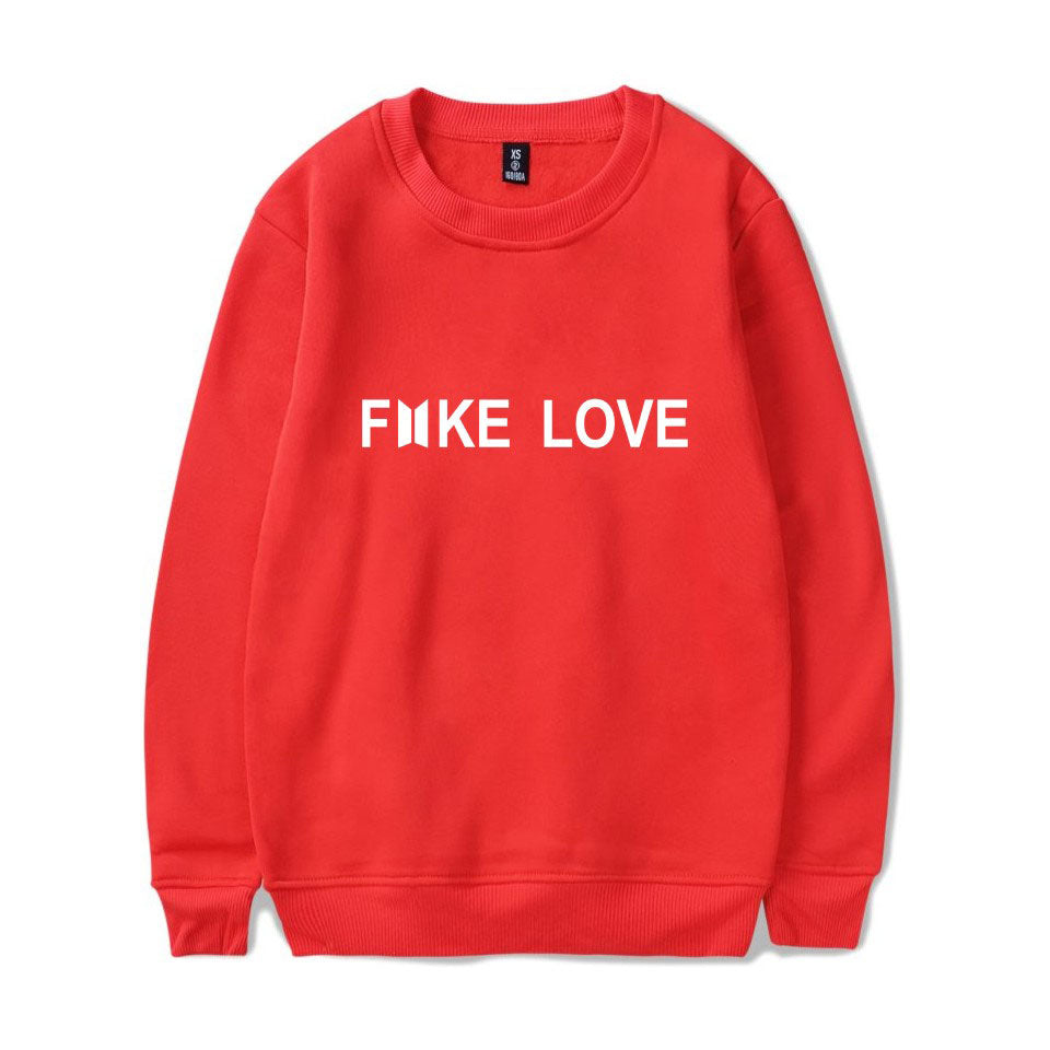 BTS Hoodies Women Kpop Fake Love Clothes Pullovers Casual Long Sleeve Sweatshirt Oversized Sweatshirt