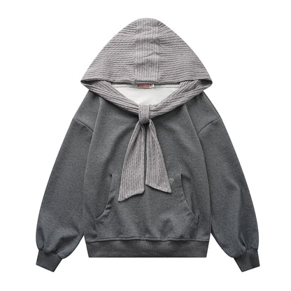 Fake two shawl hooded hoodies for women