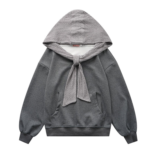 Fake two shawl hooded hoodies for women