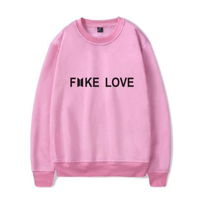 BTS Hoodies Women Kpop Fake Love Clothes Pullovers Casual Long Sleeve Sweatshirt Oversized Sweatshirt