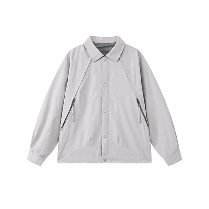 Oversized Pocket Work Coach Jacket Reversible Plaid Outerwear Unisex