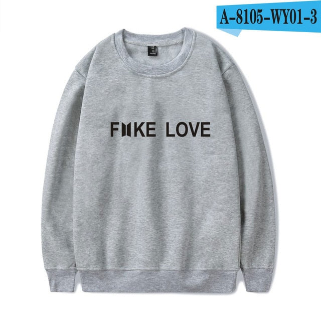 BTS Hoodies Women Kpop Fake Love Clothes Pullovers Casual Long Sleeve Sweatshirt Oversized Sweatshirt