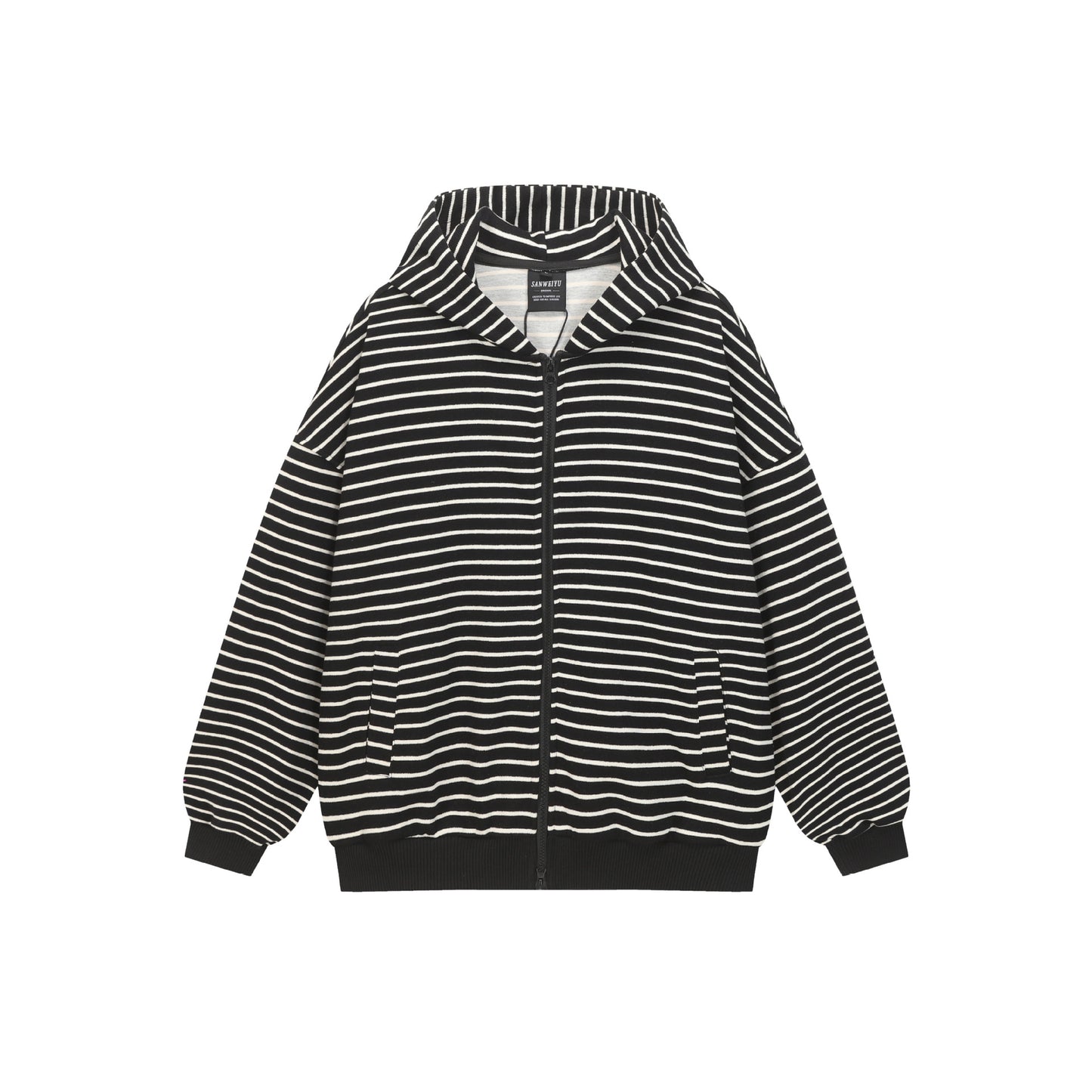 Striped Hooded Oversized Unisex Sweatshirt with Loose Fit