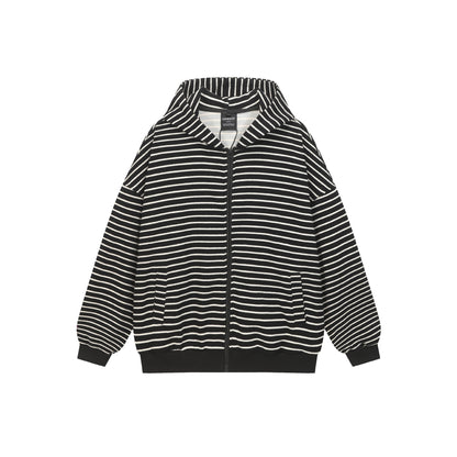 Striped Hooded Oversized Unisex Sweatshirt with Loose Fit