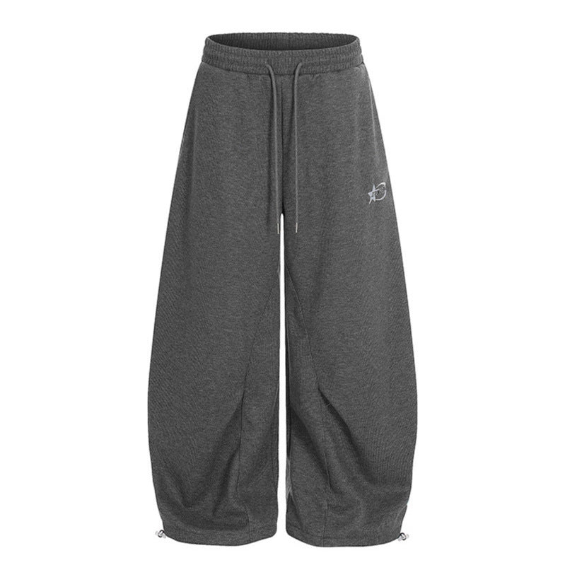 Pleated Design Wide-Leg Oversized Casual Sweatpants
