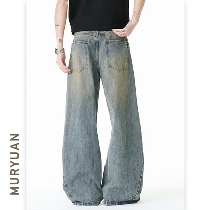 Double Pleat Oversized Denim Pants Men