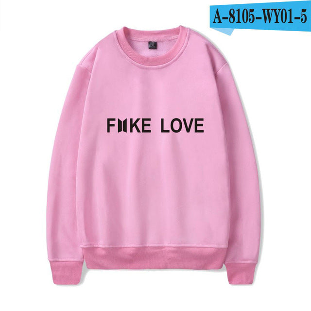 BTS Hoodies Women Kpop Fake Love Clothes Pullovers Casual Long Sleeve Sweatshirt Oversized Sweatshirt