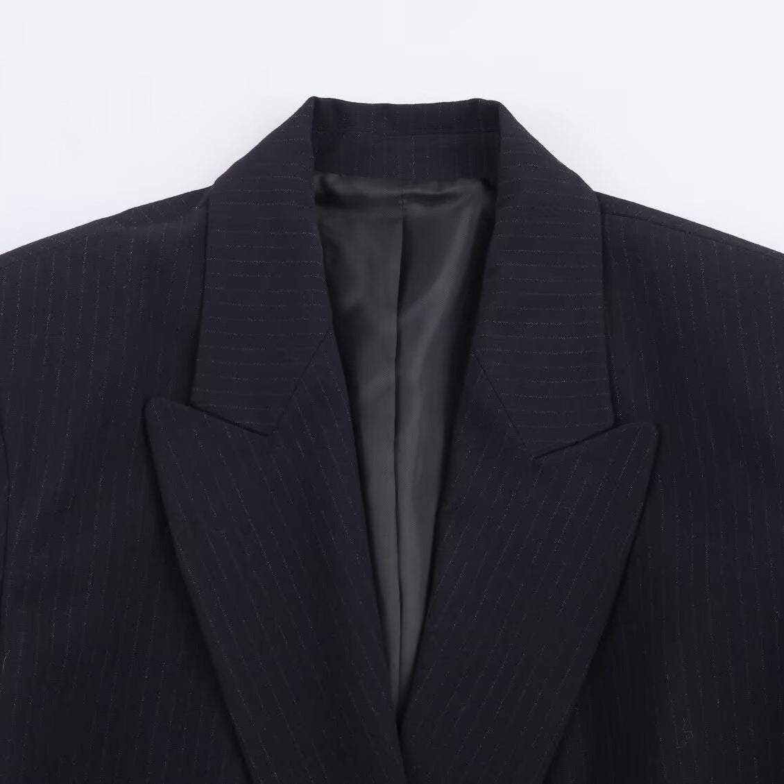 Double breasted oversized slim striped suit jacket