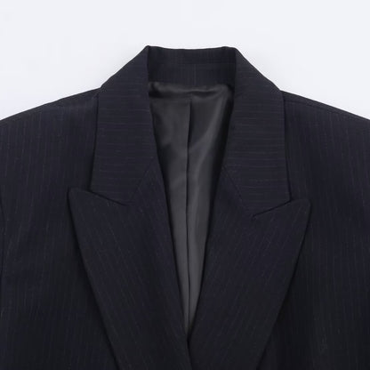 Double breasted oversized slim striped suit jacket