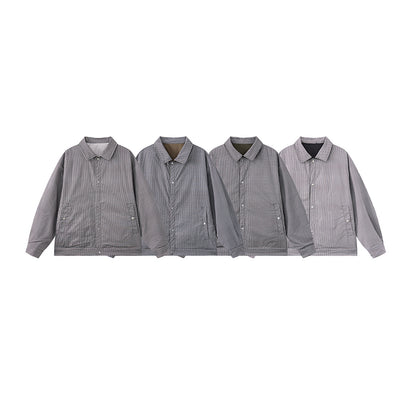 Oversized Pocket Work Coach Jacket Reversible Plaid Outerwear Unisex