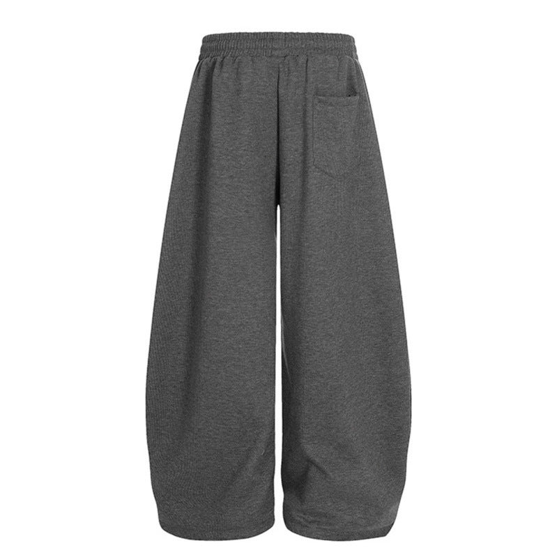 Pleated Design Wide-Leg Oversized Casual Sweatpants