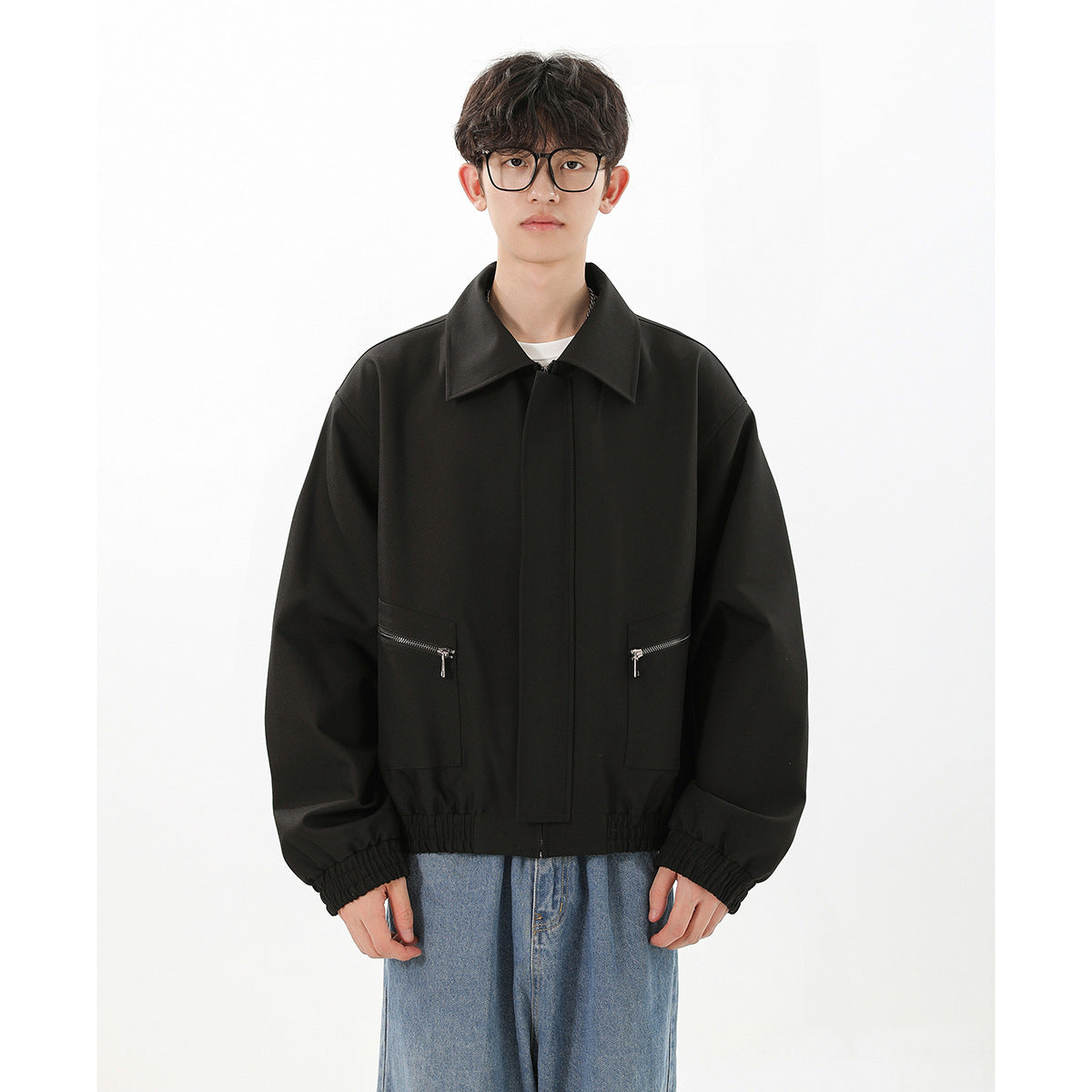 Design Cleanfit Retro Oversized Utility Jacket Unisex Short Outerwear
