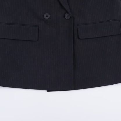 Double breasted oversized slim striped suit jacket