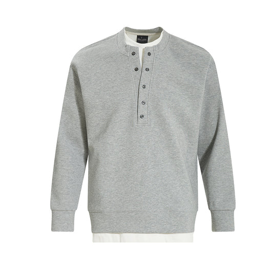 Henry collar undershirt fake two hoodies men