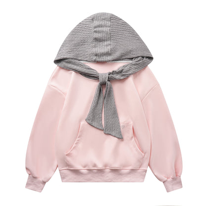 Fake two shawl hooded hoodies for women