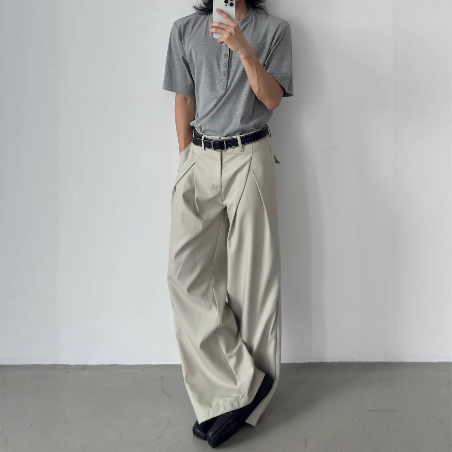 Vintage Pleated Wide-Leg Trousers Loose Fit Oversized Casual Straight Leg Unisex Long Pants