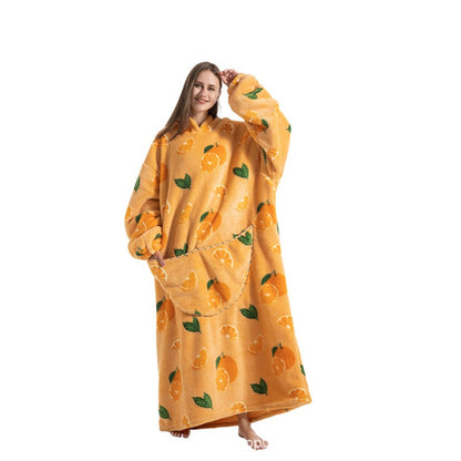 Super Long Flannel Blanket with Sleeves Winter Hoodies Sweatshirt Pullover Fleece Giant Wearable Blanket Hoodie Oversized