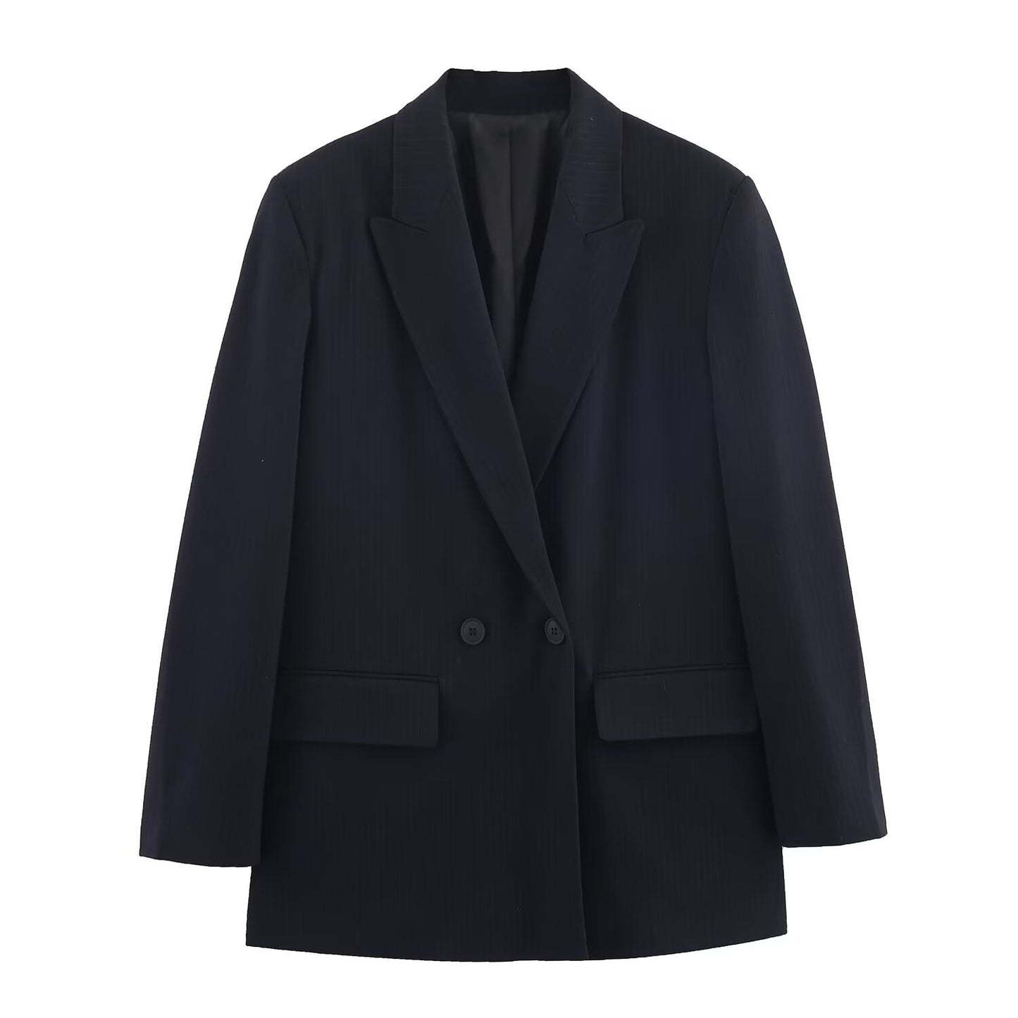 Double breasted oversized slim striped suit jacket