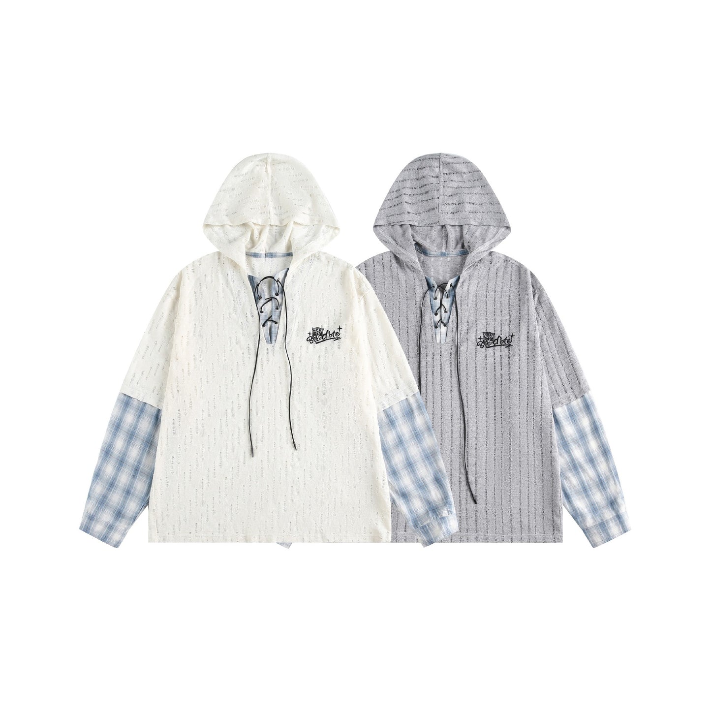 Fake two hoodies for men and women