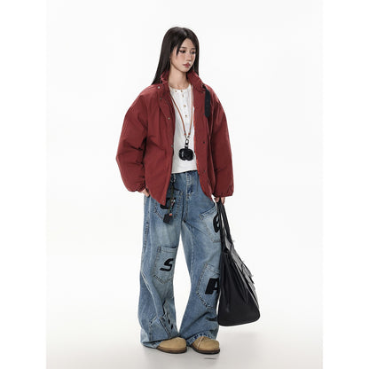 Design Oversized Cotton Coat Unisex Stand Collar Cotton Jacket Hunting Outerwear