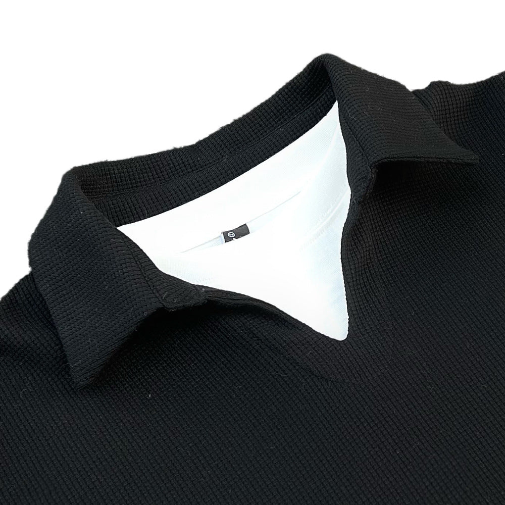 Fake two V-neck hoodies