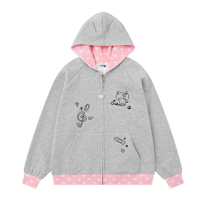 Hoodie Unisex Casual Loose Oversized Zip-Up Sweatshirt