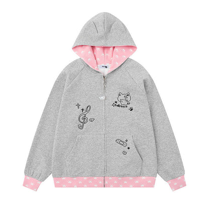 Hoodie Unisex Casual Loose Oversized Zip-Up Sweatshirt