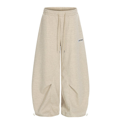 Pleated Design Wide-Leg Oversized Casual Sweatpants
