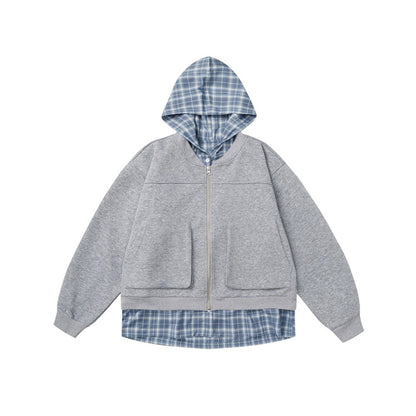 Fake two hooded cardigans and hoodies
