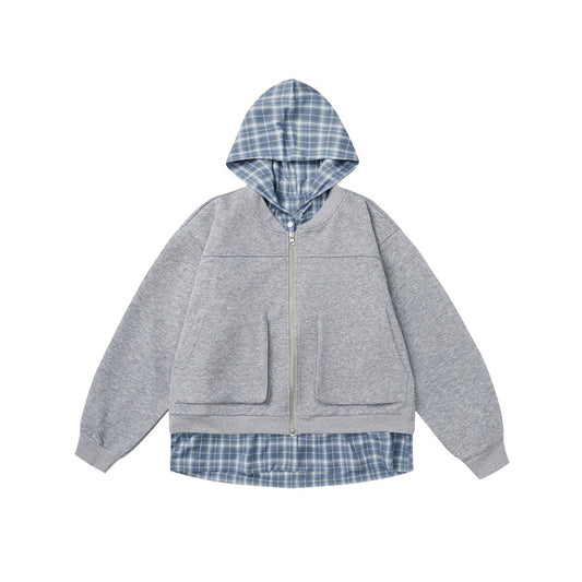 Fake two hooded cardigans and hoodies