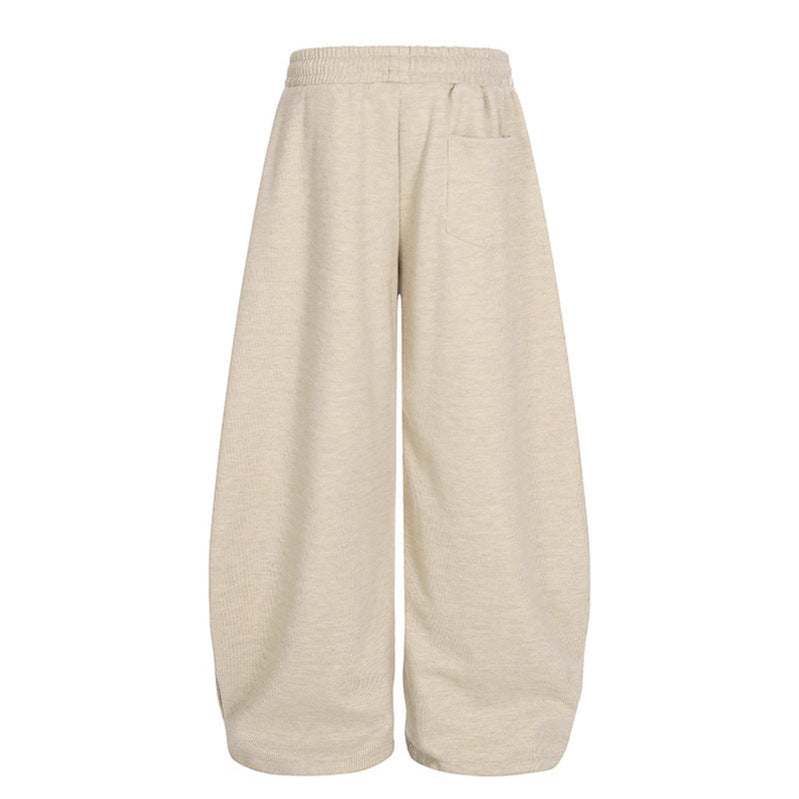 Pleated Design Wide-Leg Oversized Casual Sweatpants