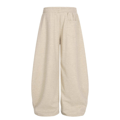 Pleated Design Wide-Leg Oversized Casual Sweatpants