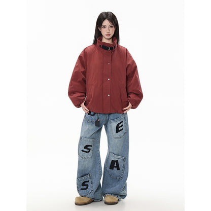 Design Oversized Cotton Coat Unisex Stand Collar Cotton Jacket Hunting Outerwear