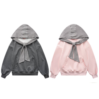 Fake two shawl hooded hoodies for women