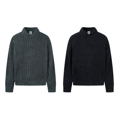 Casual Solid Color Unisex Loose Knit Sweater Men's Street Oversized Pullover