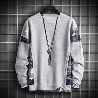 JFUNCY Autumn Harajuku Sweatshirt for Men Oversized Fake 2 Piece Hoodies Korean O-Neck Man Streetwear Male Fashion Clothes